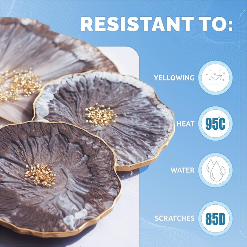 Craft Resin راتنج الحرف 34 أونصة راتنج إبوكسي شفاف - مجموعة راتنج إبوكسي ذات لزوجة منخفضة مع مادة صلبة للحرف اليدوية، فن DIY، الخشب، صب القوالب، صنع المجوهرات، الأكواب - آمن للطعام ومقاوم للأشعة فوق البنفسجية - Image 4