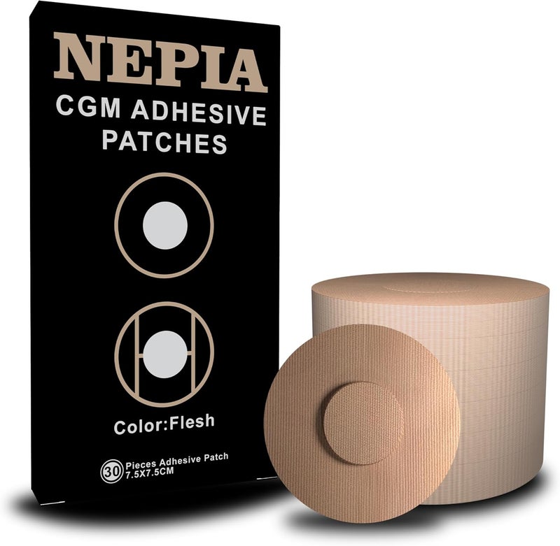 Nepia نيبيا ()، 30 قطعة من لاصقات أغشية أجهزة قياس مستوى السكر في الدم (CGM) بلون الجلد الطبيعي | لاصق مقاوم للماء لأجهزة ديكسكوم G7/Libre1 2 3/Enlite | توفر حماية تدوم لمدة 14 يومًا | أغشية مقاومة للعرق وبملاءمة مريحة لأسلوب الحياة النشط. - Image 1
