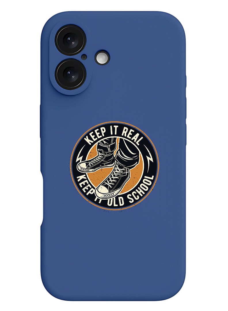 Theodor Protective Slim Fit Case Liquid Silicone Cover with Full Body Protection Anti-Scratch Shockproof Case For Apple iPhone 17 (Blue) Old school - Image 1