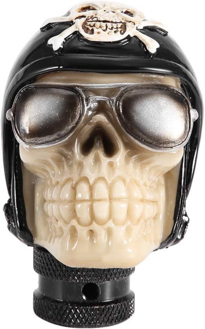 Skeleton Skull Head Manual Gear Shift Knob Lever, Universal Car Shifter Stick with 3 Adapters, Stylish Resin Metal Shift Knob for Most Manual Transmission Vehicles - Image 2