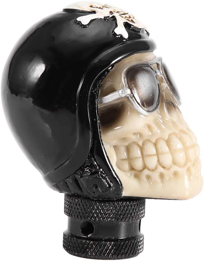 Skeleton Skull Head Manual Gear Shift Knob Lever, Universal Car Shifter Stick with 3 Adapters, Stylish Resin Metal Shift Knob for Most Manual Transmission Vehicles - Image 3