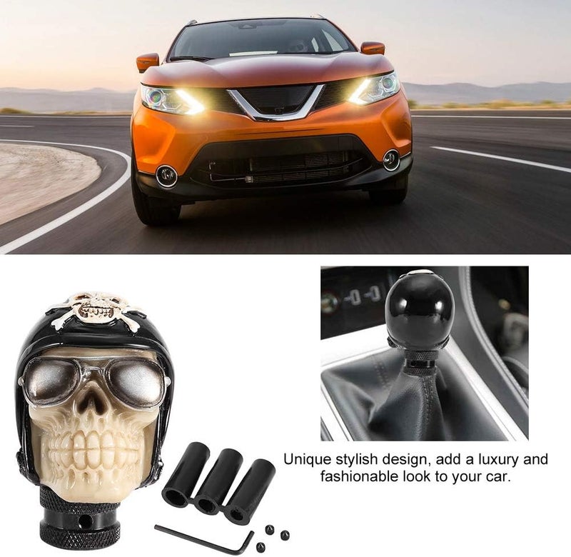 Skeleton Skull Head Manual Gear Shift Knob Lever, Universal Car Shifter Stick with 3 Adapters, Stylish Resin Metal Shift Knob for Most Manual Transmission Vehicles - Image 5