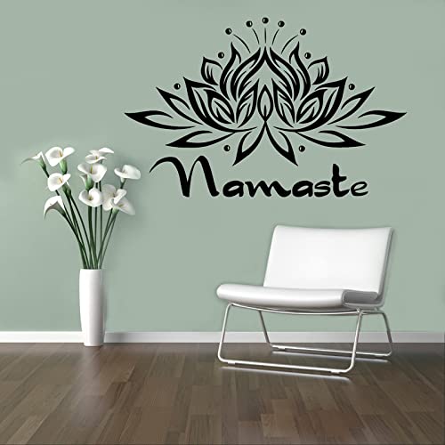LYOMAN LYOMAN Yoga Namaste Wall Vinyl Decal Yoga Lotus Wall Sticker Yoga Studio Decor Living Room Wall Murals Housewares 3LTS 