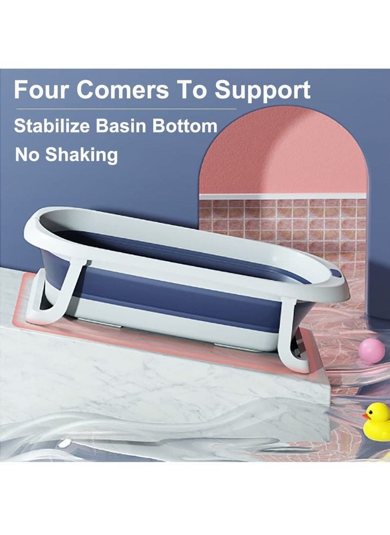 Baby Folding Bathtub, Portable Collapsible Toddler Bath Tub With Baby Cushion Temperature Sensor Drain Hole and Bath, Sitting Lying Large Safe Bathtub