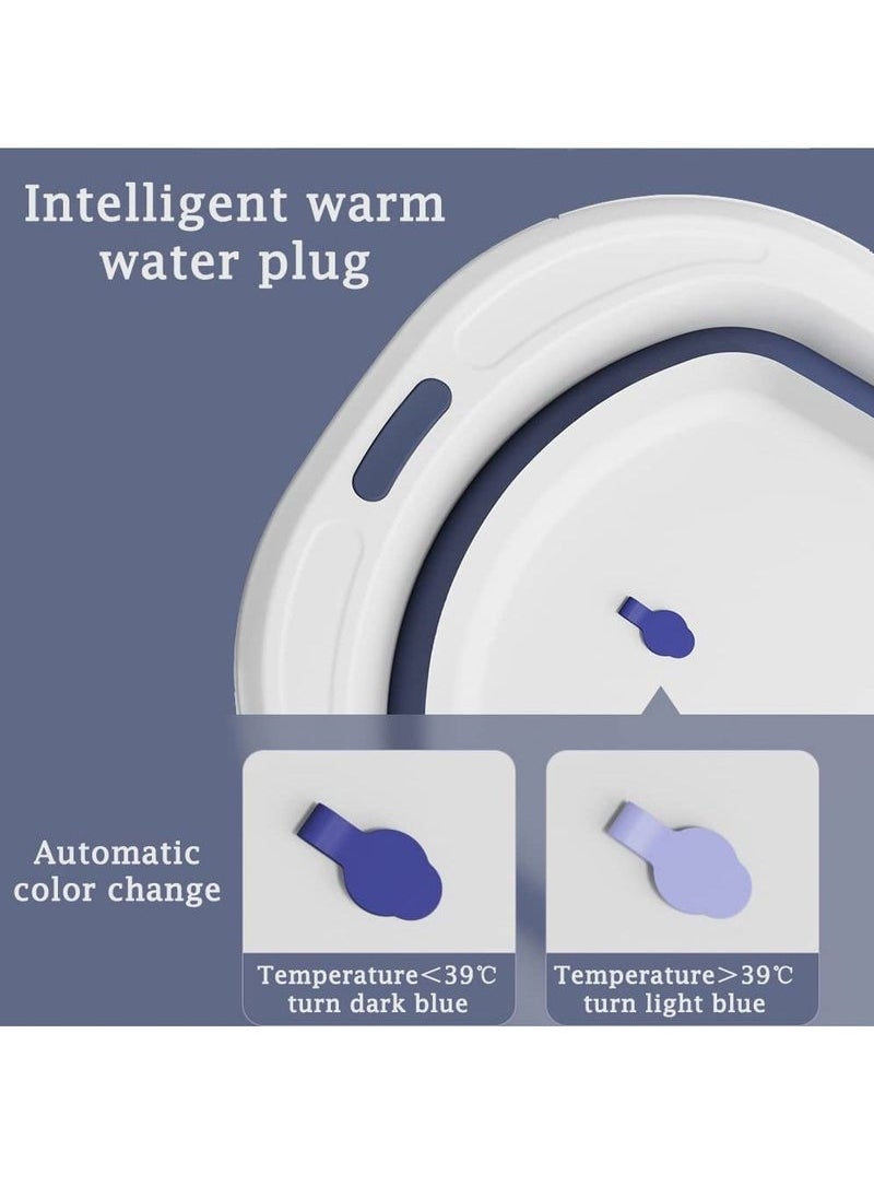 Baby Folding Bathtub, Portable Collapsible Toddler Bath Tub With Baby Cushion Temperature Sensor Drain Hole and Bath, Sitting Lying Large Safe Bathtub
