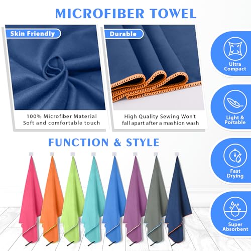 HOEAAS 2 Pack Microfiber Camping Towels, Quick Dry Towel, Super Absorbent Ultra Compact Travel Towel Soft Lightweight Sports Towel for Sweat Fast Drying Towels for Pool,Gym,Hiking,Backpacking,Fitness - Image 5