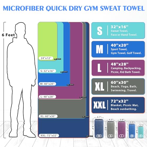 HOEAAS 2 Pack Microfiber Camping Towels, Quick Dry Towel, Super Absorbent Ultra Compact Travel Towel Soft Lightweight Sports Towel for Sweat Fast Drying Towels for Pool,Gym,Hiking,Backpacking,Fitness - Image 3