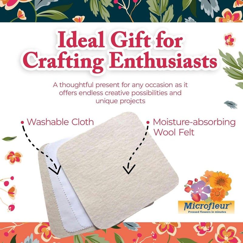 Microfleur - Max Microwave Flower Press Refill Pack - Floral Art Crafting Accessory, Creative Pressing, DIY Handicrafts Creations for Plant Lovers, Replacement Washable Cotton Liners - 9" (23 cm) - Image 2