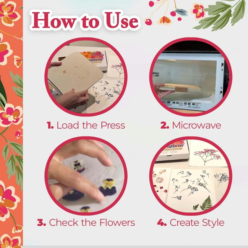 Microfleur - Max Microwave Flower Press Refill Pack - Floral Art Crafting Accessory, Creative Pressing, DIY Handicrafts Creations for Plant Lovers, Replacement Washable Cotton Liners - 9" (23 cm) - Image 3
