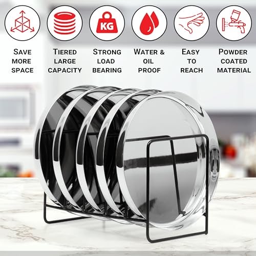 Livzing Metal Dish Rack-Plate Holder Stand-Over the Sink Plate Rack-Countertop Plate Organizer-Plate Drying Rack-Pan/Lid Holder-Chopping Board/Cabinet/Utensil Rack for Kitchen & Dining-Black - Image 4