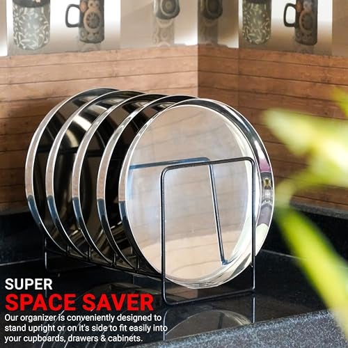 Livzing Metal Dish Rack-Plate Holder Stand-Over the Sink Plate Rack-Countertop Plate Organizer-Plate Drying Rack-Pan/Lid Holder-Chopping Board/Cabinet/Utensil Rack for Kitchen & Dining-Black - Image 3