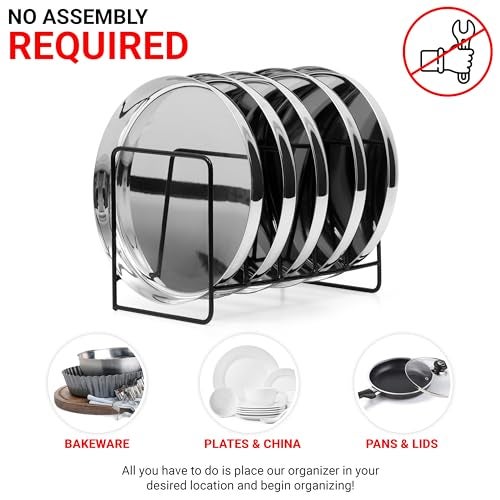 Livzing Metal Dish Rack-Plate Holder Stand-Over the Sink Plate Rack-Countertop Plate Organizer-Plate Drying Rack-Pan/Lid Holder-Chopping Board/Cabinet/Utensil Rack for Kitchen & Dining-Black - Image 5