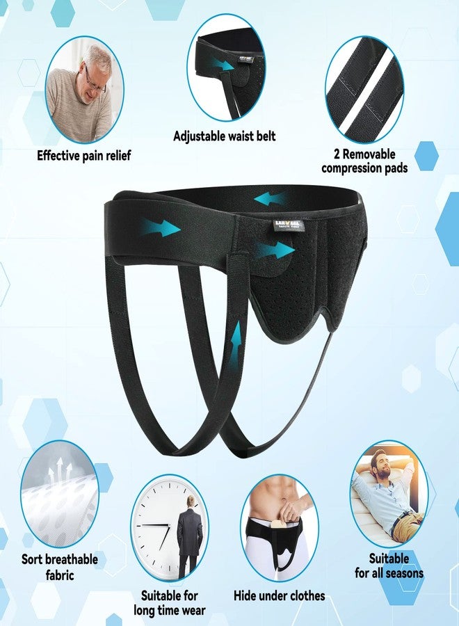 leeveel Hernia Belts for Men,Medical Hernia Guard Inguinal Truss for Single/Double,Sports Hernia Adjustable Waist Strap with 2 Removable Compression Pads (Medium) - Image 2