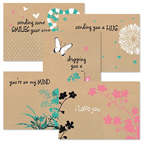 Current Kraft Thinking of You Friendship Greeting Card Set - Value Pack of 20 Cards With White Envelopes for Friends & Family, 5 Designs, Large 5" x 7" Assortment - Image 1
