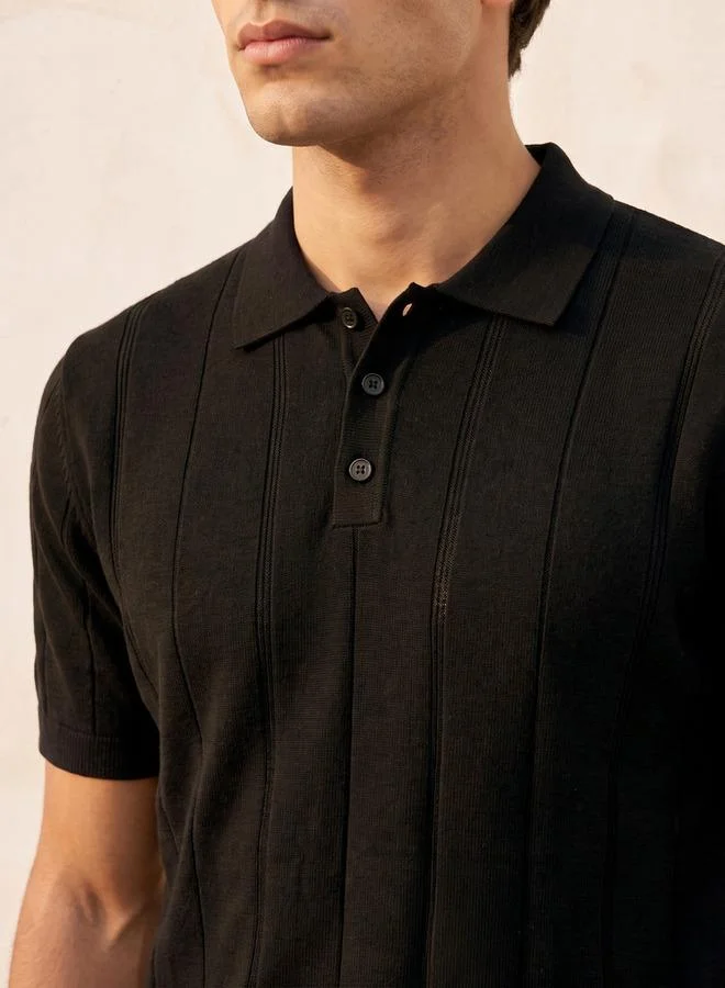 Splash FAV Basic Short Sleeves Textured Polo T-shirt