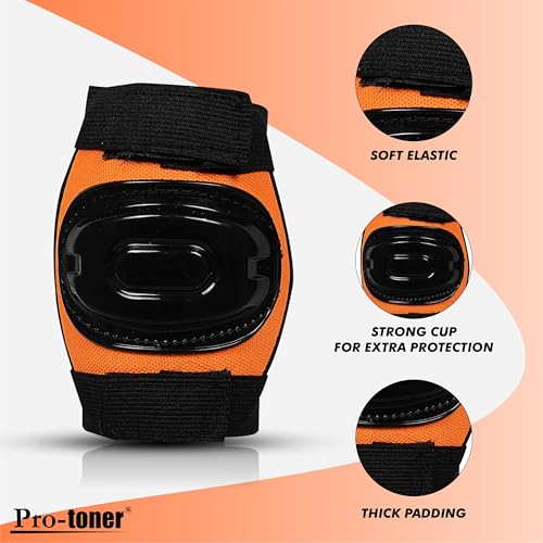 Protoner Kids Skating Protection Kit with Helmet, Knee Pads, Elbow Pads and Wrist Guards,Multiple Colors & Sizes (Orange, Large) - Image 4