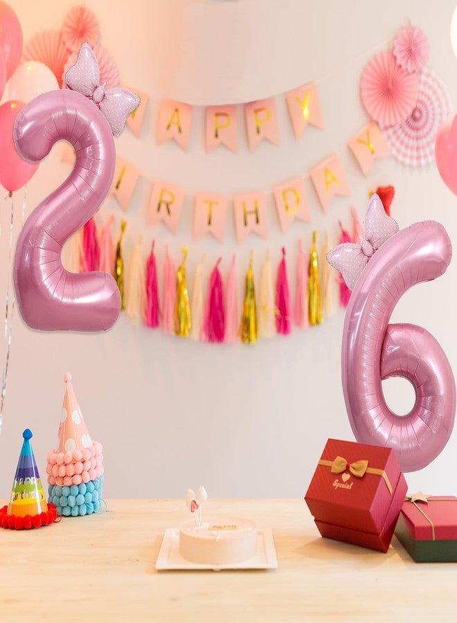 MXYEVL Pink Number 2 Balloon, 40 Inch Pink Number 2 Balloon & Mini Bow Balloons for Girl 2nd Birthday Party Decorations,Foil Mylar Birthday Digital 2 Balloon - Image 4
