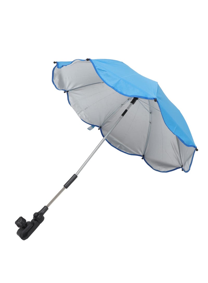 Newborn Stroller Umbrella, Clip-on Sunshade for Infant Pushchairs, Offers UV Protection with Durable Fabric, Large Umbrella for Strollers and Deck Chairs, Blue - Image 1