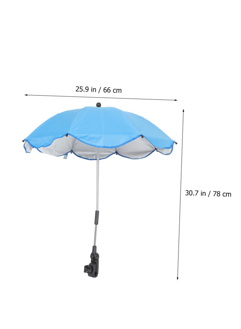 Newborn Stroller Umbrella, Clip-on Sunshade for Infant Pushchairs, Offers UV Protection with Durable Fabric, Large Umbrella for Strollers and Deck Chairs, Blue - Image 5