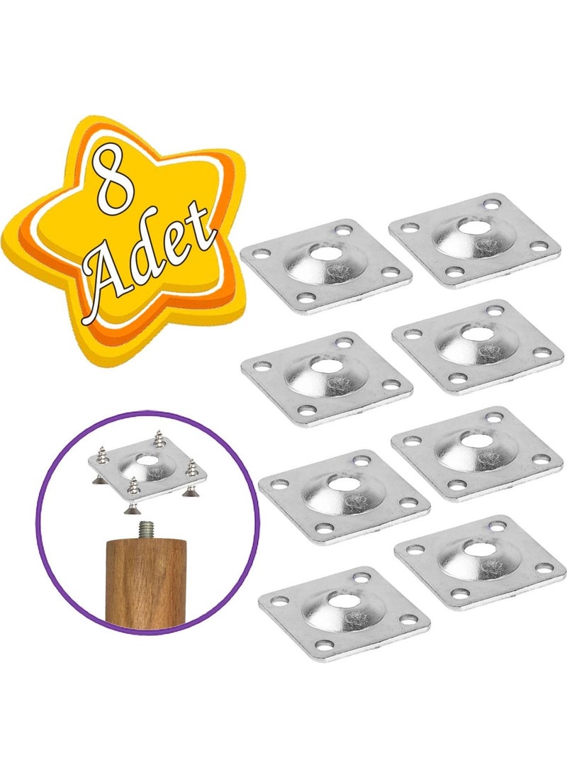 Glaswen Furniture Base Sofa Nesting Coffee Table Leg Metal Connection Apparatus Flat Foot Base M8 Bolted (8 Pieces)  - Image 1