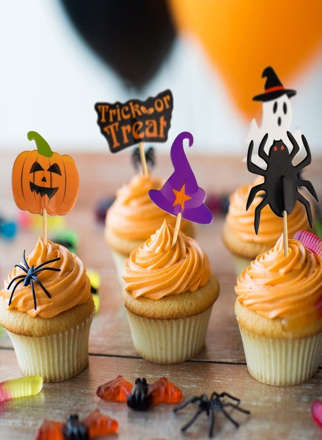 FEPITO 60 Piece Halloween Decoration Toppers - Toothpick Flags Markers for Party Decor - Image 3