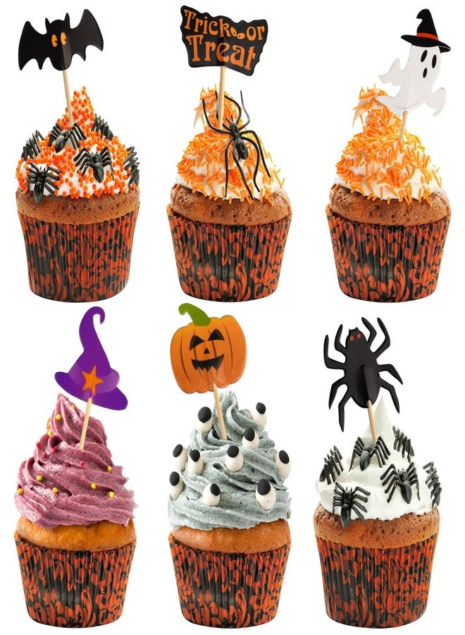 FEPITO 60 Piece Halloween Decoration Toppers - Toothpick Flags Markers for Party Decor - Image 1