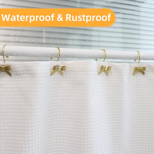 JTDTH Decorative Shower Curtain Hooks, Luxury Bowknot Shower Curtain Rings, Modern Bow Shower Curtain Hangers, 12PCS Shower Hooks for Home Decor, Bathroom, Bedroom, Living Room (Gold) - Image 3