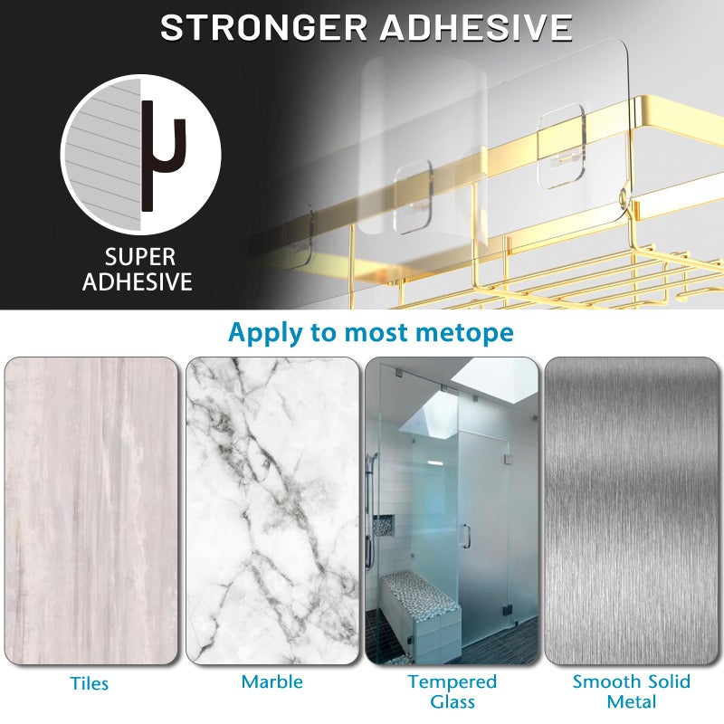 Moforoco Gold 5 Pack Shower Caddy Shelf Organizers Rack  Self Adhesive Black Bathroom Storage Organization  Home Kitchen No Drilling Inside Decor Rv Accessories  First Apartment Essentials - Image 4