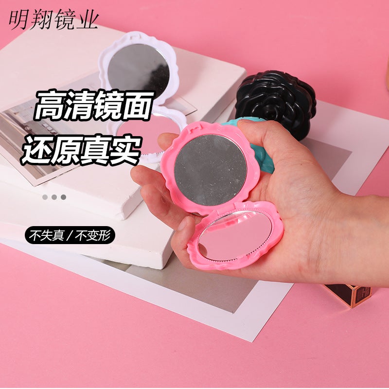 Portable Flip Rose Small Mirror Small Gift Mini Rose Flower Foldableing Double-Sided Mirror Girl Portable Makeup Mirror - Image 3