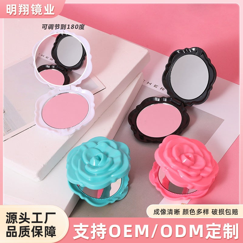 Portable Flip Rose Small Mirror Small Gift Mini Rose Flower Foldableing Double-Sided Mirror Girl Portable Makeup Mirror - Image 2