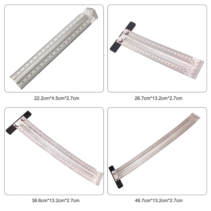Precision Marking Ruler T-type Hole Ruler Stainless Woodworking Mark Line Gauge Measuring Tool - Image 2