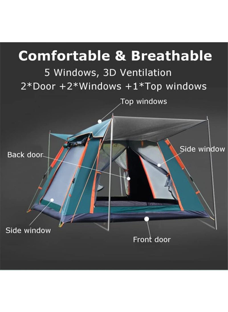 MissTiara - Instant Pop Up Outdoor Family Camping Tent for 3-5 Person with Carry Bag and Moisture-proof Pad Waterproof Windproof Ultraviolet-proof Cabin Tent - Image 1