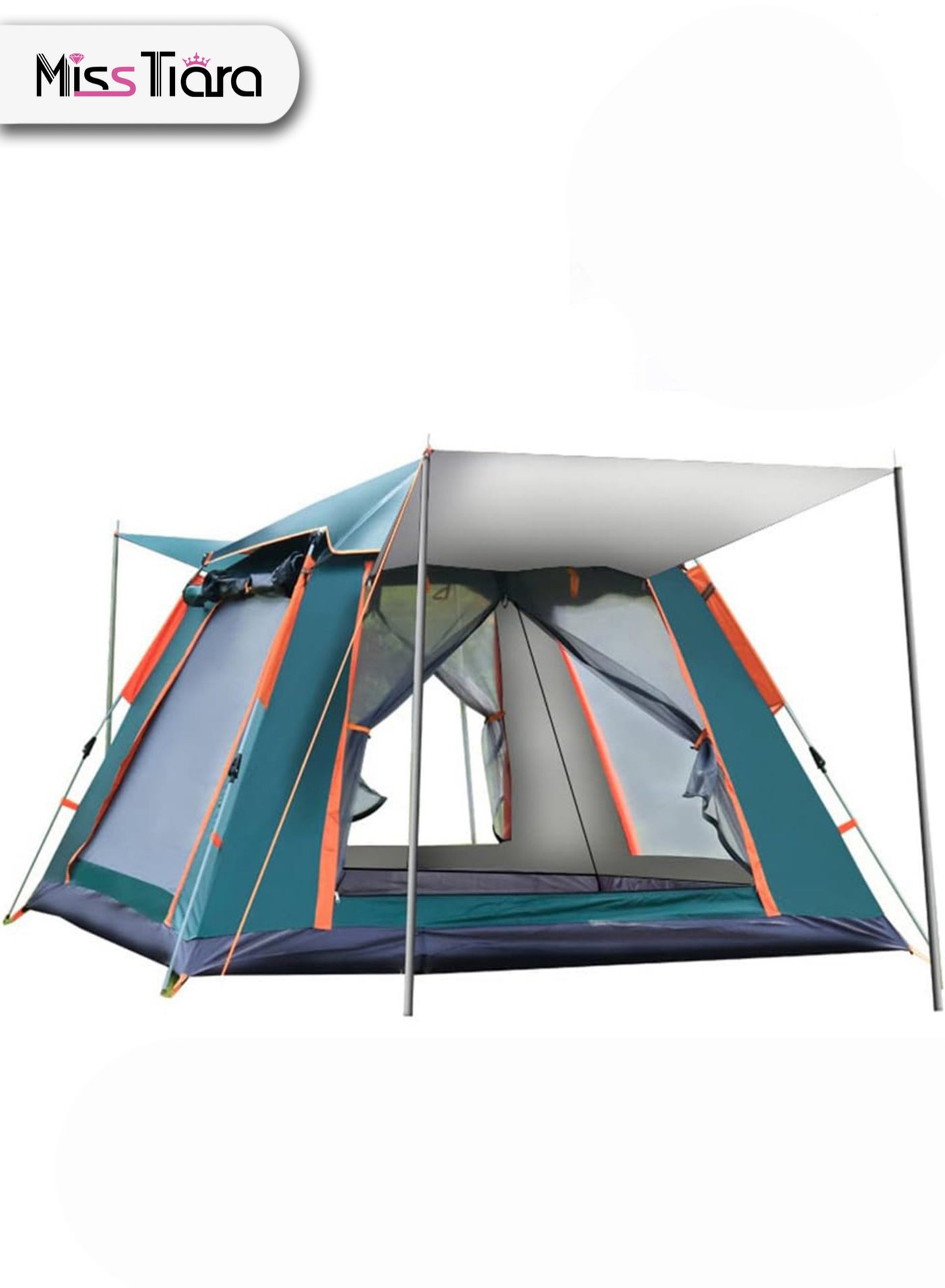 Instant Pop Up Outdoor Family Camping Tent for 3-5 Person with Carry Bag and Moisture-proof Pad Waterproof Windproof Ultraviolet-proof Cabin Tent