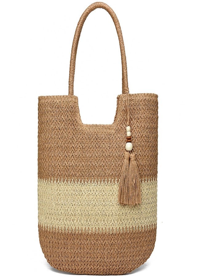 YAVCOOL Straw Beach Bags for Women Woven Beach Tote Bag Casual Boho Large Shoulder Handbags Purse for Vacation Holiday - Image 1