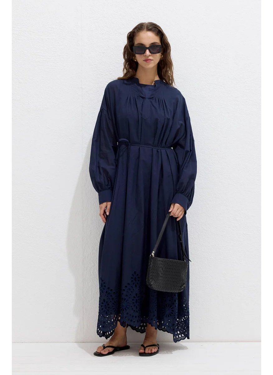 مانوكا Brode Embroidered Dress Navy Blue