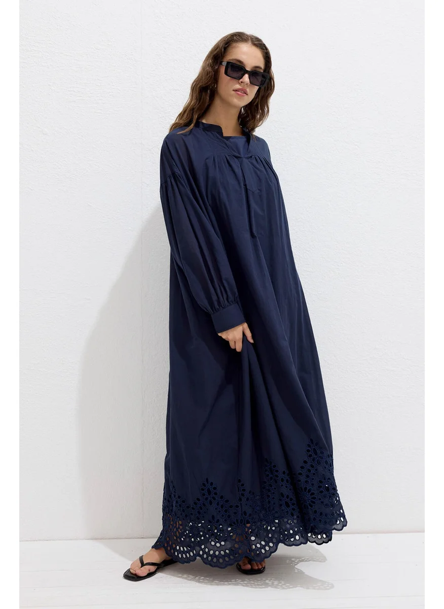 مانوكا Brode Embroidered Dress Navy Blue