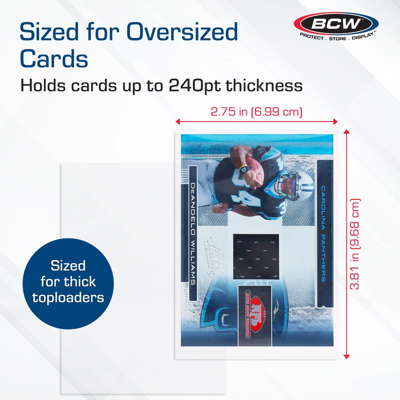 BCW Thick Card Sleeves - 100 Pack | Crystal Clear Polypropylene Protective Sleeves for Collectible Cards | Card Protector Sleeves Holds Trading Cards Up to 240pt | Fits Thick-Card Topload Holders - Image 3