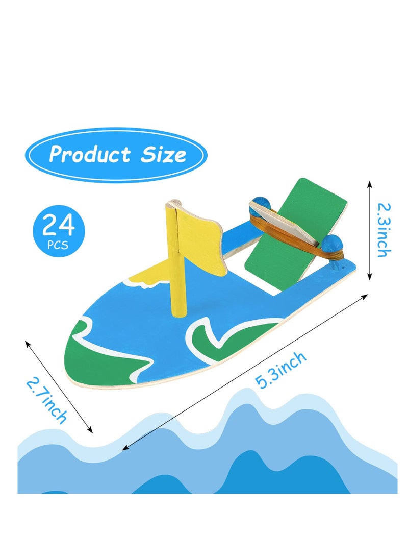 SYOSI 12 Pcs DIY Wooden Sailboat Model Rubber Band Paddle Wood Boat Craft Paint Boat Toys for Birthday Carnival Party Handmade DIY Craft Kids Gift School Projects - Image 4