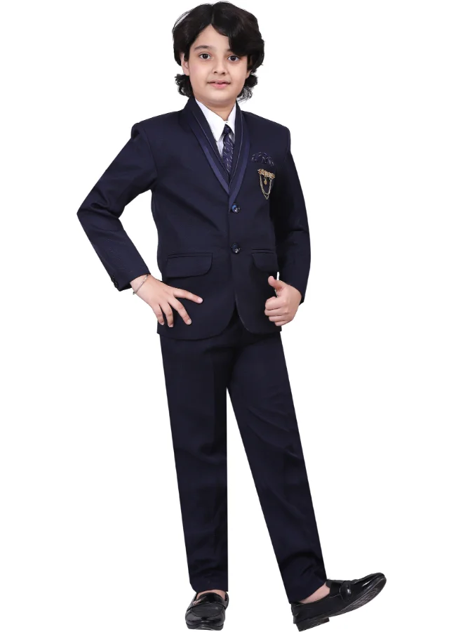 BT DEZINES Boys Dark Blue 5-Piece Suit Set