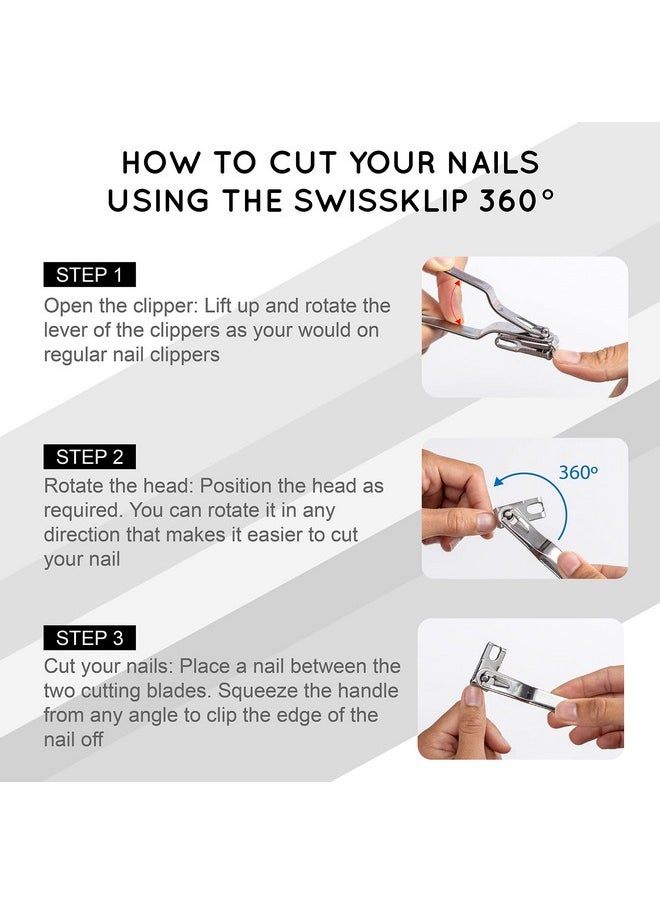 Swissklip Swissklip Nail Clippers for Men & Women | Finger Nail Clippers for Adult with 360 Degree Rotating Head I Fingernail Clippers for Women I Surgical-Grade Stainless Steel Material  - Image 5