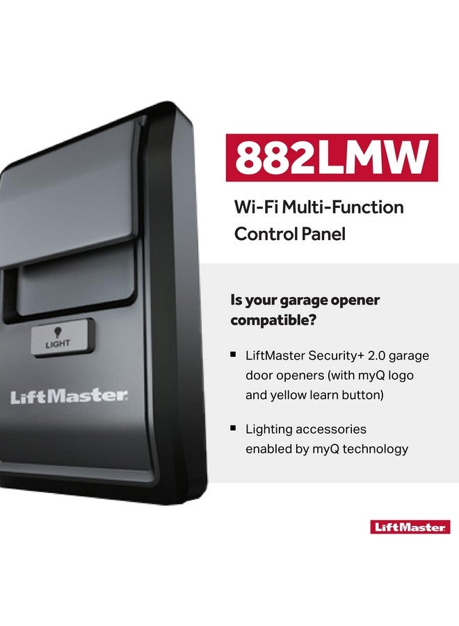 ليفت ماستر LiftMaster 882LMW - يعمل فقط مع أجهزة فتح أبواب الجراج LiftMaster Security+ 2.0 المختارة - لوحة تحكم لباب الجراج تعمل عبر شبكة WiFi - برمجة سريعة وسهلة - جهاز فتح الجراج - نظام أمان منزلي - Image 1