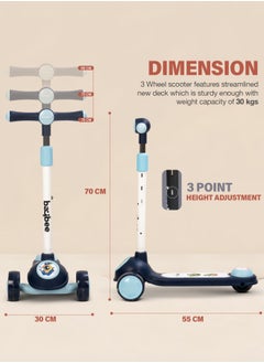 BAYBEE Baybee Rolo Skate Scooter for Kids 3 Wheel Kids Scooter with 3 Height Adjustable Baby Scooter with LED PU Wheels, Light & Music Kick Scooter for Baby Scooter for Kids 3 to 8 Years Boy Girl Blue  - Image 5
