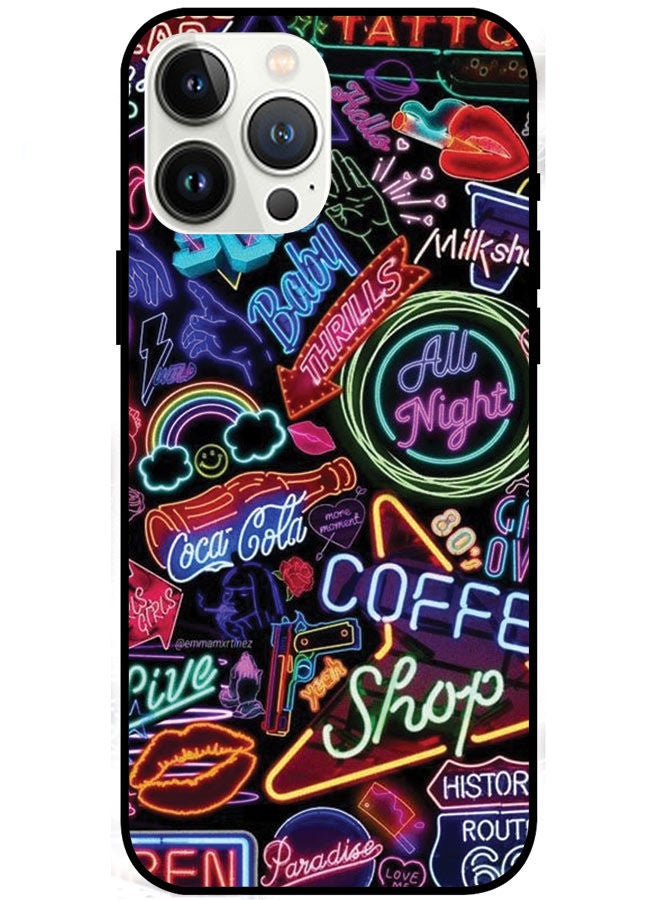 EYE CATCH Protective Case Cover For Apple iPhone 13 Pro Max Neon Logos - Image 1