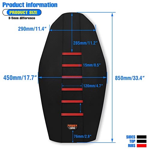 MCHMFG Motorcycle Universal Seat Cover Non-Slip Rubber Striped Gripper Soft Sewing for CRF WR WRF RMZ YZF SXF EXC EXC XC SX CR KLX Dirt Pit Bike Motocross Off Road Motorbike (Red) - Image 4