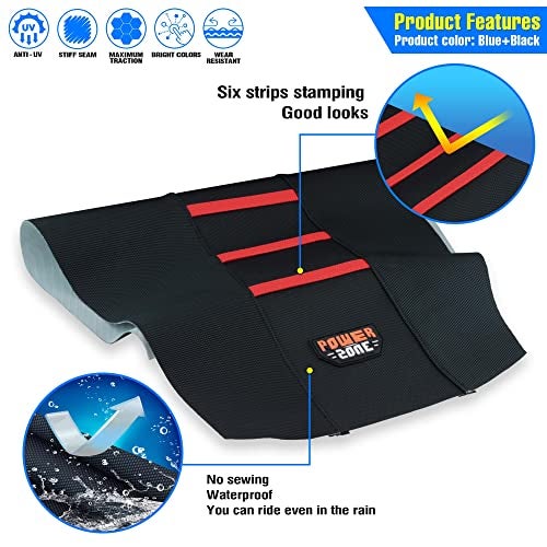 MCHMFG Motorcycle Universal Seat Cover Non-Slip Rubber Striped Gripper Soft Sewing for CRF WR WRF RMZ YZF SXF EXC EXC XC SX CR KLX Dirt Pit Bike Motocross Off Road Motorbike (Red) - Image 3
