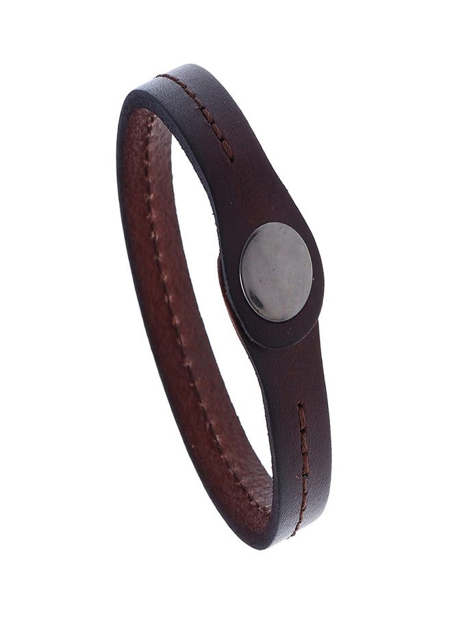 Xusamss Punk Rock Snap Wristband Leather Cuff Bracelet(Brown) - Image 1