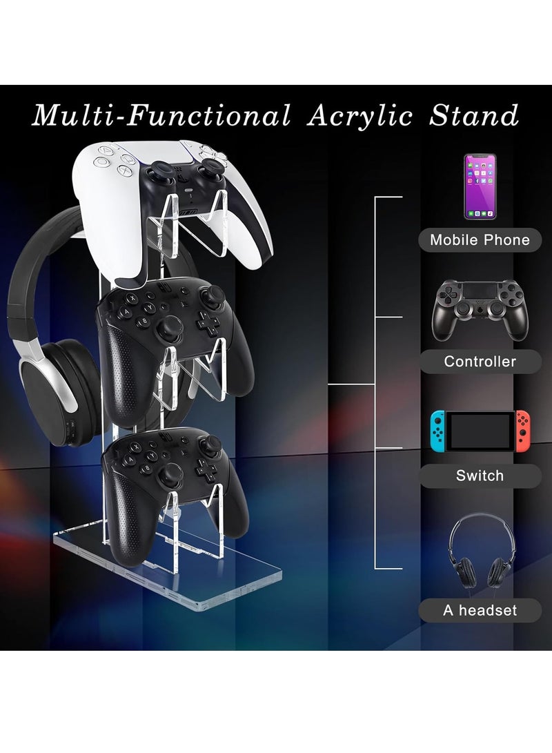 Xkimos Universal 3-Layer Game Controller Holder and Headset Stand 3 Tier Storage Bracket Compatible with PS5 Pro PS5 PS5 Slim Gaming Accessories for Home Office Daily Use - Image 2