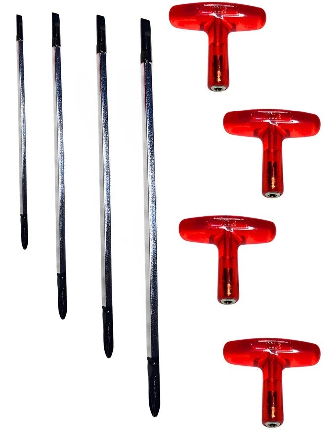 ZIODIC Reversible Screwdriver Set with Long Handles, T-Driver Kit, 4 Pieces, Red - Image 1