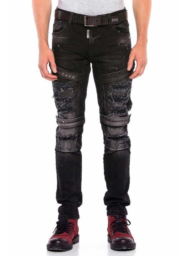 Cipo & Baxx Cd555 Black Torn Slim Snap Rock Denim Pants. - Image 2