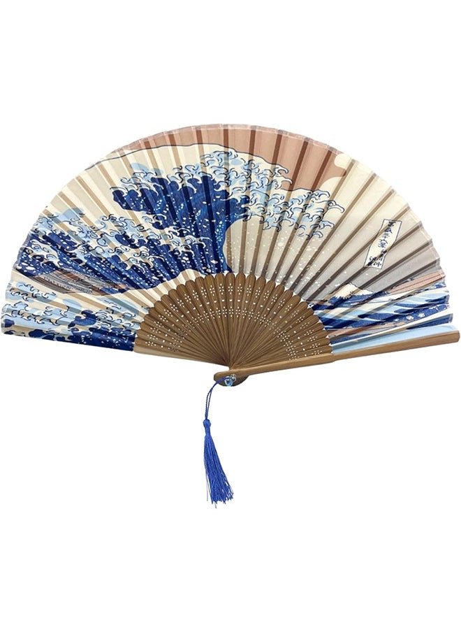 HY Folding Hand Fan for Women Wooden Folding Bamboo Gan Hand Fans for Women Foldable Paper Silk Accessories for Weddings Chinese Japanese Decor for Home  - Image 1